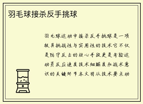 羽毛球接杀反手挑球
